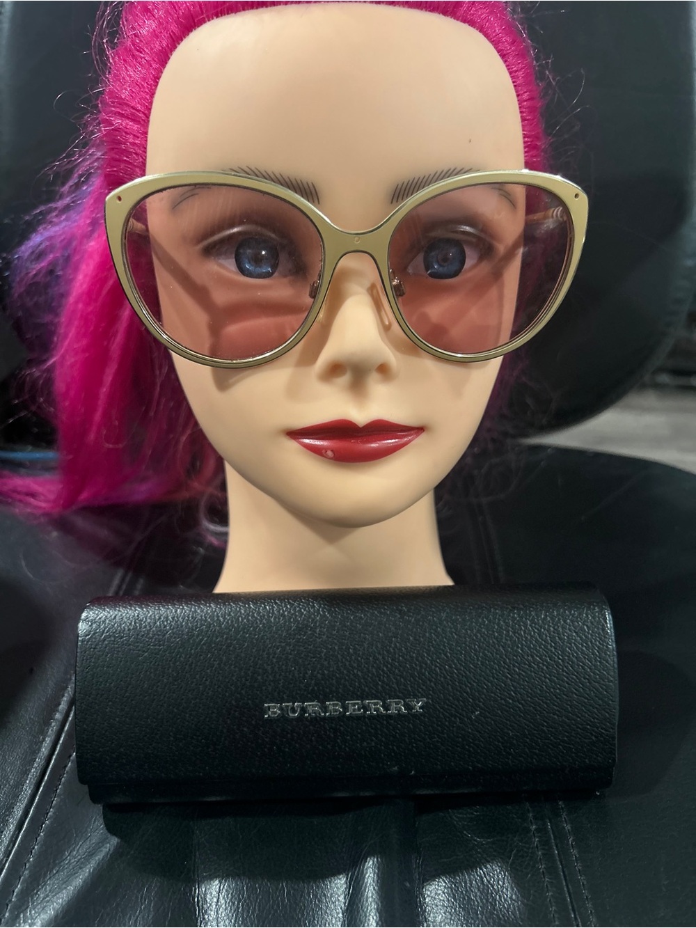 Burberry Gold Frame Sunglasses with Pink Gradient Lenses